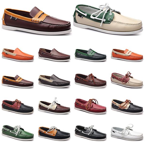

womens sneakers sailing shoe mens casual leather shoes black white red green orange brown outdoor trainers size 38-45 eighty