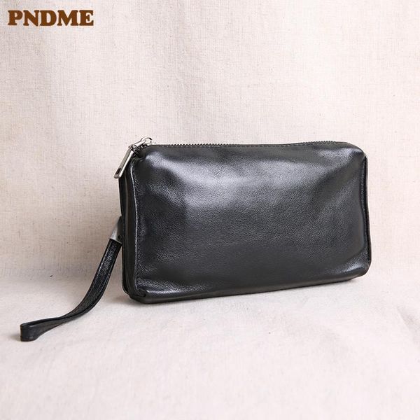 

wallets genuine leather men's clutch bag retro casual simple natural soft real cowhide large-capacity card holder women's phone wa, Red;black