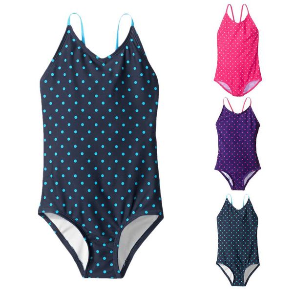 

girls swimwear polka dot printed one piece bikini push-up swimsuit sleveless summer bathing suit kid toddler baby girl beachwear one-pieces, Black
