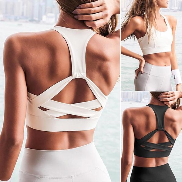 

women strap push up sports bra for gym running yoga vest hollow out sportswear underwear outfit