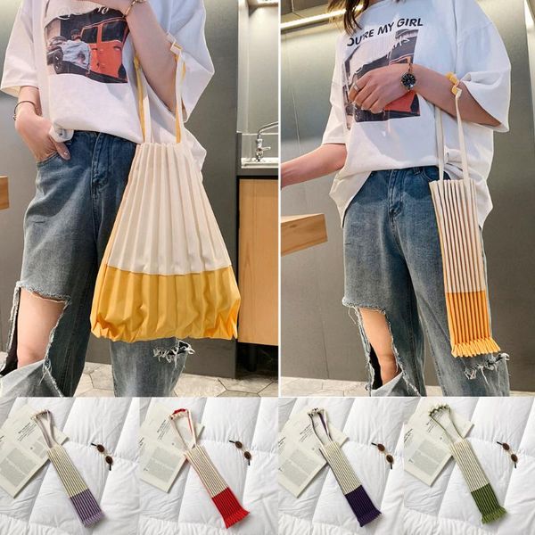 

shopping bags fashion candy color pleats bag women canvas shoulder tote girls travel storage pouch accessories stuff