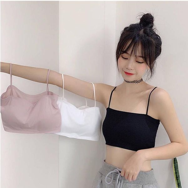 

women's tanks & camis 2021 bralette tube black crop women bra sleeveless short tank for super-short solid, White
