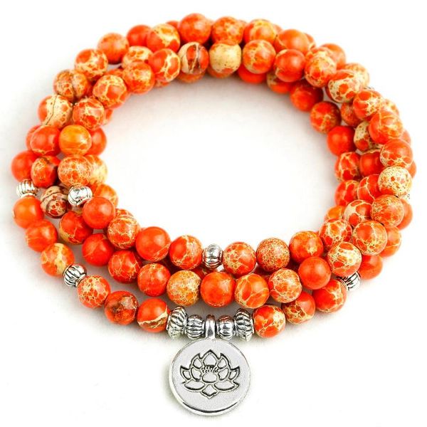 

beaded, strands bracelet for women orange sea sediment stone 108 mala necklace 6mm beads buddha yoga men 2021 boho, Black