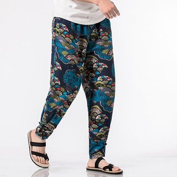 

traditional chinese trousers plus size loose cotton harem pants print streetwear oriental mens clothing chinese pants man 10911, Red