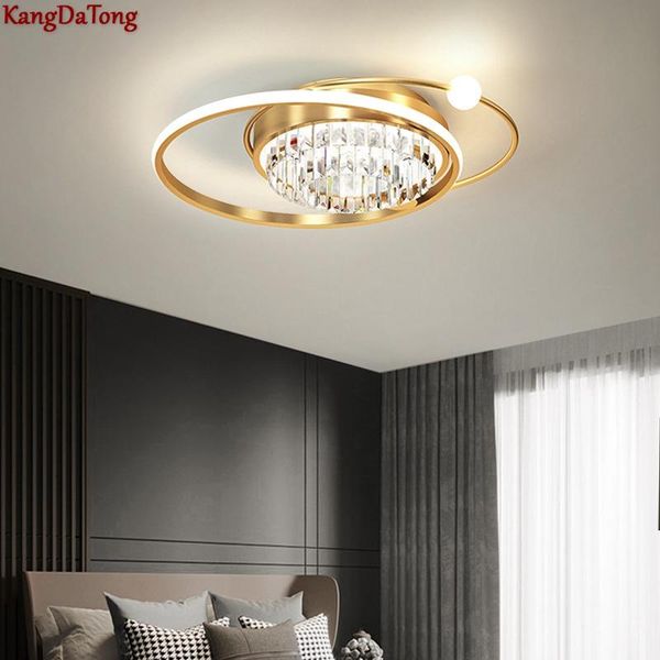 

ceiling lights golden crystal led light modern simple master bedroom nordic luxury creative personality living room lamp