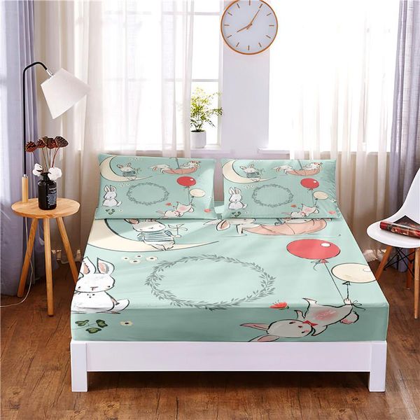 

sheets & sets cute 3pc polyester solid fitted sheet mattress cover four corners with elastic band bed sheet(2 cases)