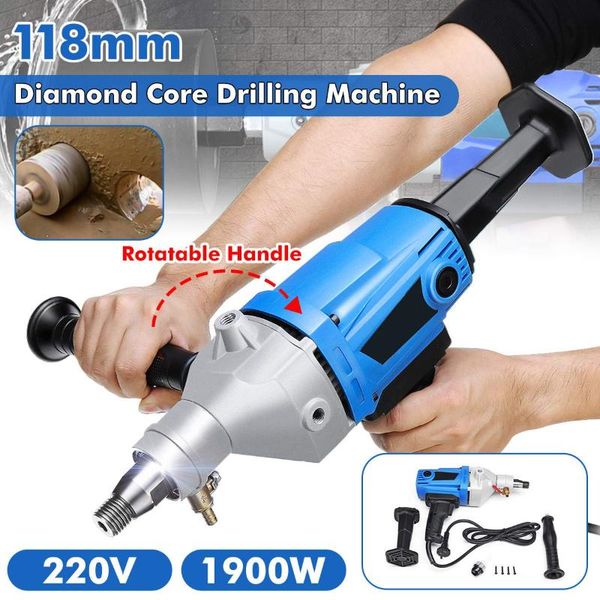 

professiona electric drills drillpro 1900w 220v 118mm diamond core drill wet handheld concrete drilling machine with water pump accessories
