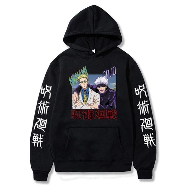 

men's hoodies & sweatshirts jujutsu kaisen anime harajuku kawaii color cartoon graphic satoru gojou kento nanami winter streetwear sw, Black