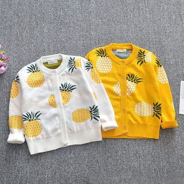

1-6yrs baby boys girls pineapple cardigan coat children clothing spring autumn boy girl long sleeve knitted kids 210429, Blue