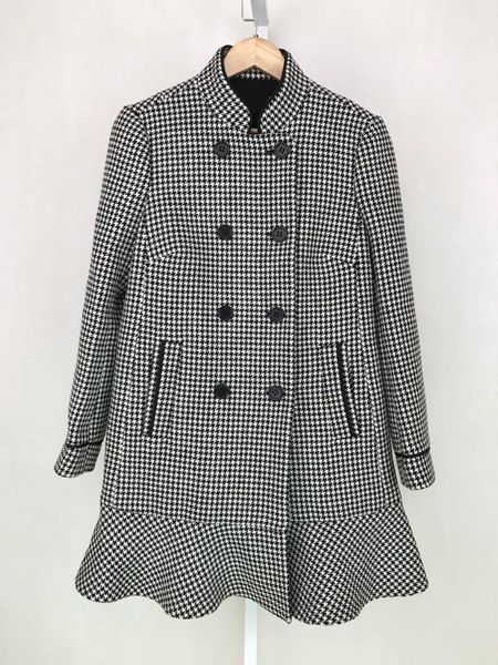 

women's wool & blends women houndstooth double-breasted coat clearance now, Black