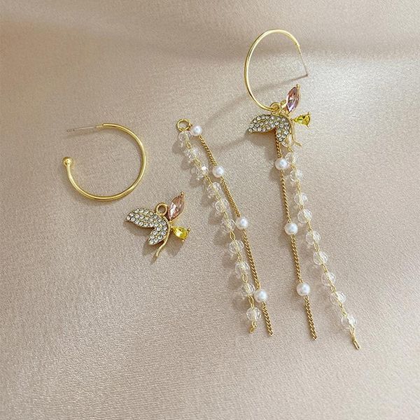

dangle & chandelier temperament tassel rhinestone butterfly earrings simple 2021 long exquisite trend women's, Silver
