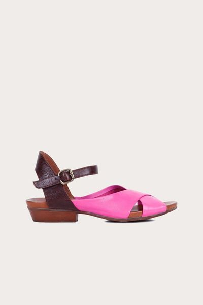 

sandals women fuchsia tan leather flat, Black