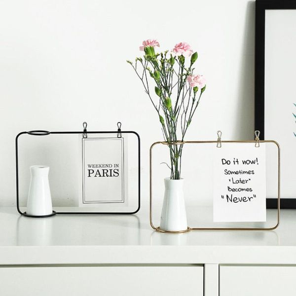 

vases creative iron line flower pot plant vase stand postcard clip holder home decor po frame