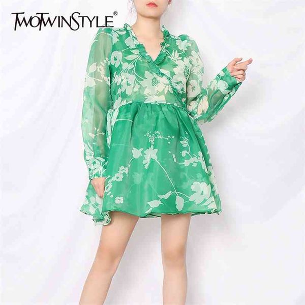 

elegant printed hit color women dress v neck long sleeve high waist vintage dresses female fashion clothes 210520, Black;gray