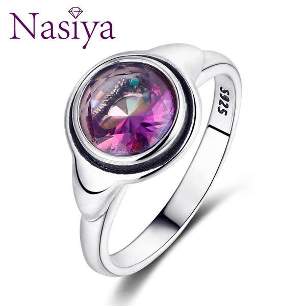 

cluster rings nasiya simple 925 silver with created z fine gemstone anillos for women party wedding wholesale drop, Golden;silver