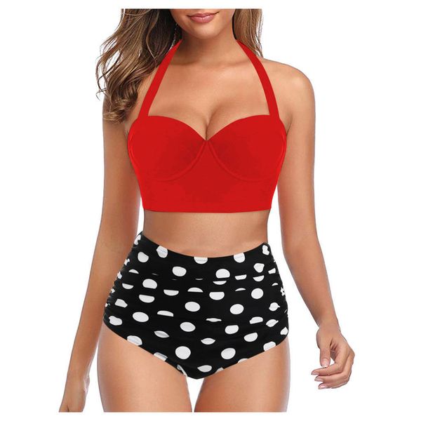 

swimwear 2021 split high waist printed bikini gradient dot, White;black