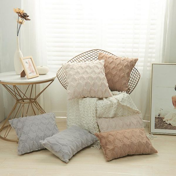 

pillow case soft pillowcase autumn winter solid color plush cover home textile products nordic style decor pillowlisp