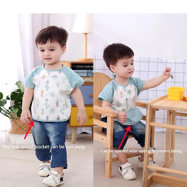 

bibs & burp cloths cute cartoon baby waterproof infant eating bib with pocket kids toddler long sleeve scarf boys girl cloth