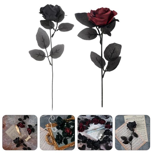 

decorative flowers & wreaths 2pcs dark simulation roses faux rose props