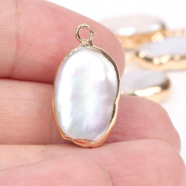 

charms natural oval shape freshwater pearl simple fashion pendant necklace bracelet earring accessories for jewelry making diy, Bronze;silver