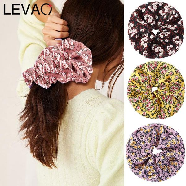 

oversize hair scrunchies for women floral hairbands print rubber satin spring elastic ties ponytail holder accessories