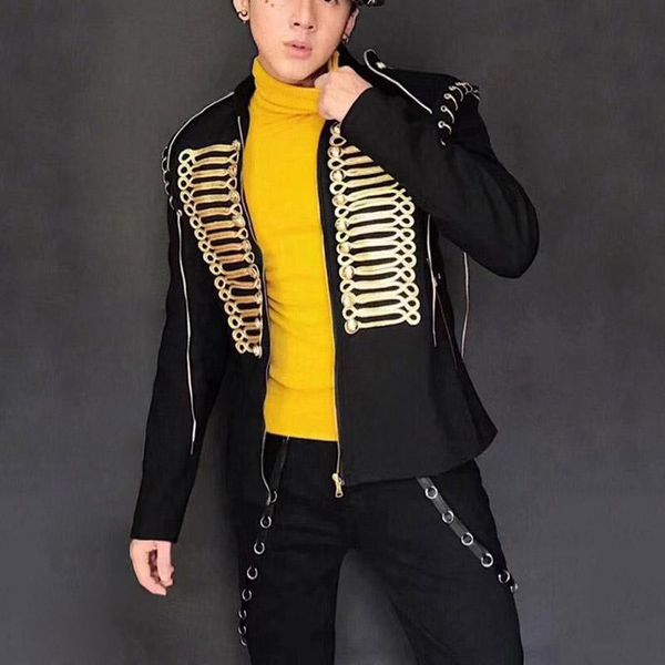 

men's jackets 2021 gold rope embroidered jacket heavy industry nightclub menswear costumes, Black;brown