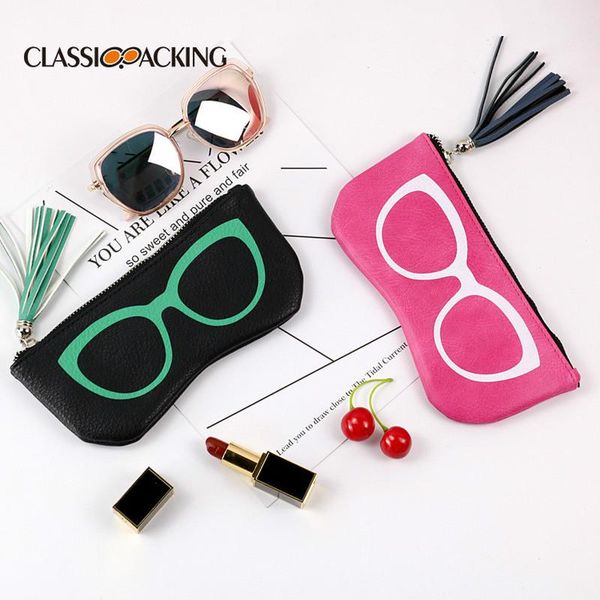 

other fashion accessories retro zipper eye glasses box sunglasses bag pouch case storage protector tassel eyewear, Silver