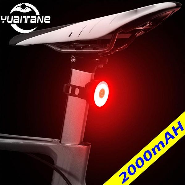 

2000mah rgb bicycle rear light usb rechargeable ipx8 waterproof bike for mtb helmet pack bag tail cycling taillight lights