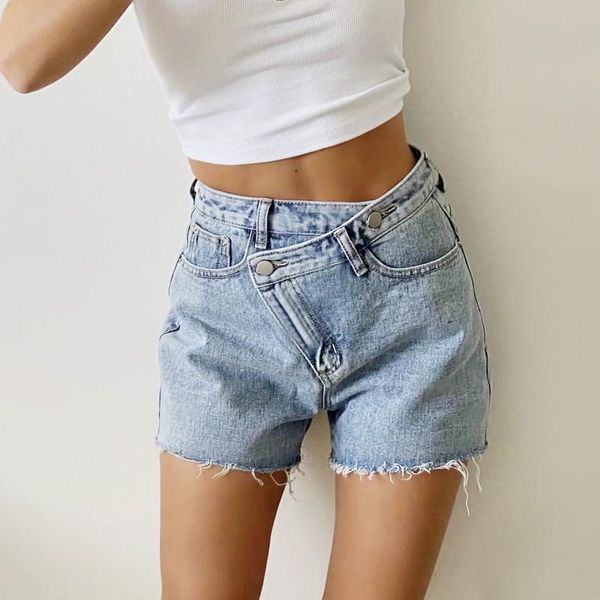 

women's shorts women stepped waistband denim with edge s983, White;black