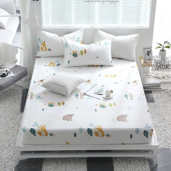 

sheets & sets 59 1pcs 100%cotton printed solid fitted sheet mattress cover four corners with elastic band bed