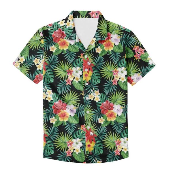 

drop polynesian samoan tribe men's short-sleeved shirt printing lotus print on demand casual summer clothes shirts, White;black