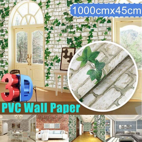 

wallpapers 10m pvc brick wall stickers 3d waterproof paper stone wallpaper rustic effect self-adhesive home decor sticker