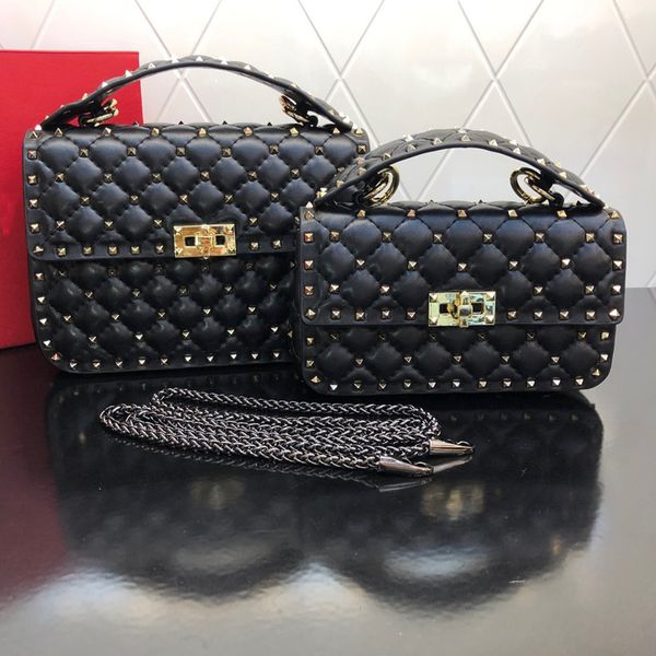 

20cm small pink rivet sheepskin leather luxury designer crossbody bag chain shoulder bags for women