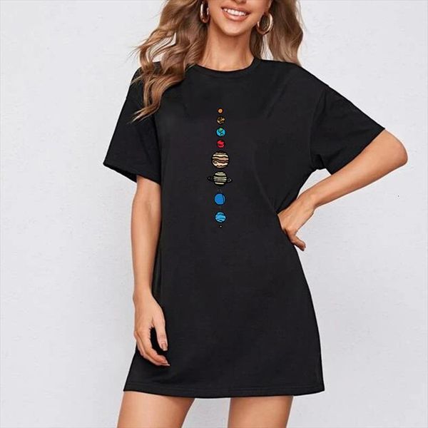 

short summer kawaii print women dresses o neck sleeve casual loose plus size t shirt harajuku vestidos white, Black;gray