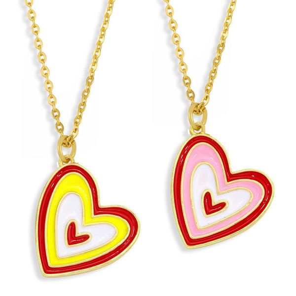 

chains ingemark fashion heart multi-layer color love ins pendant chain collar retro sweet colorful drip oil y2k jewelry, Silver