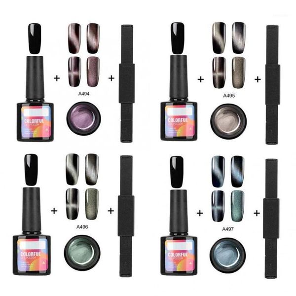 

nail set 3d magnetic cat eyes gel polish magnet uv art kit set1, Red;pink