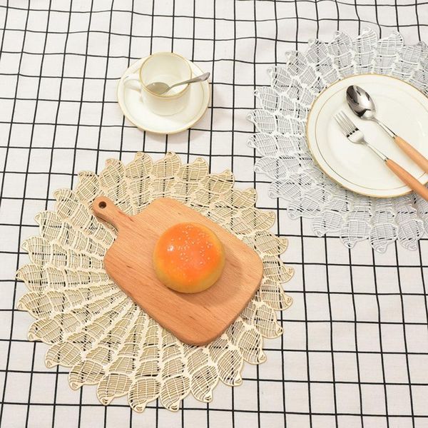 

table runner pvc hollow placemat conch pattern gold stamping household decoration
