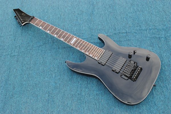 Chitarra elettrica a 7 corde con hardware nero, tastiera in palissandro, offerta personalizzata