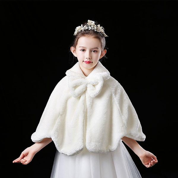 

wraps & jackets wedding flower girls white thicken plush bolero dress bowknot shawl for jacket party evening boleros 2021