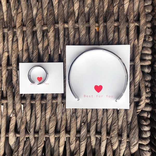 

bangle n16e adjustable stainless steel ring and bracelet for men women couple titanium simple hip hop, Black