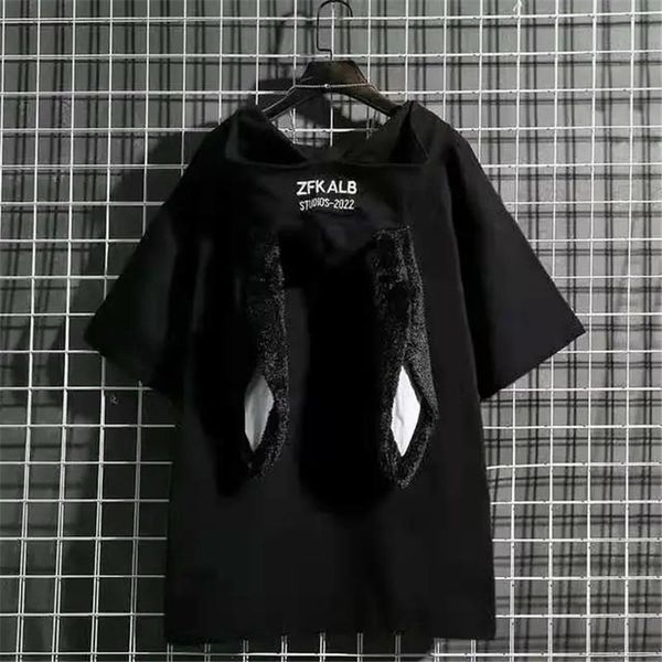 

men's t-shirts black white couple cotton lovely sweety summer japanese bear fashion short-sleeved t-shirt harajuku, White;black