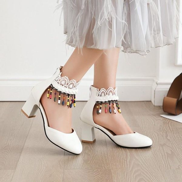 

dress shoes ankle-wrap women sandals lace string bead high heels pumps black summer ladies