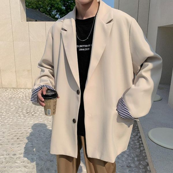 

men's suits & blazers oversized blazer casual suit british style jacket spring and autumn comfortable one-piece upper body men, White;black