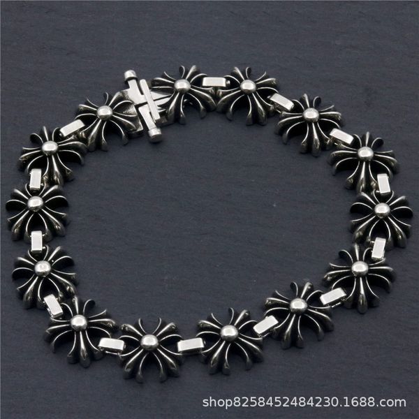 

classic crosin ch fashion brand ch croquet cross bracelet thai silver as old trend punk hip hop lovers' hand ornament
