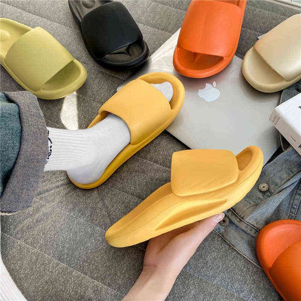 

slippers for men fashion 2022 summer solid color casual home slipper shoes eva non-slip shoes beach slides shower slippers y220307, Black