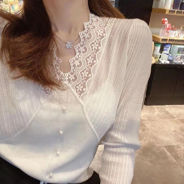 

spring v-neck lace up ruffles casual fashion bottoming shirt all-match simple solid elegant female 2021 women's blouses & shirts, White