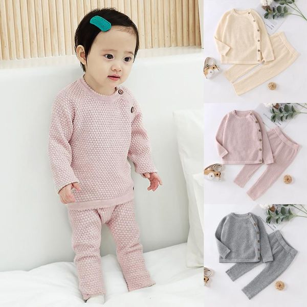 

clothing sets infant baby sweater suit 2021 autumn winter girl knitting set warm boy 2pcs born clothes 0-3 years, White