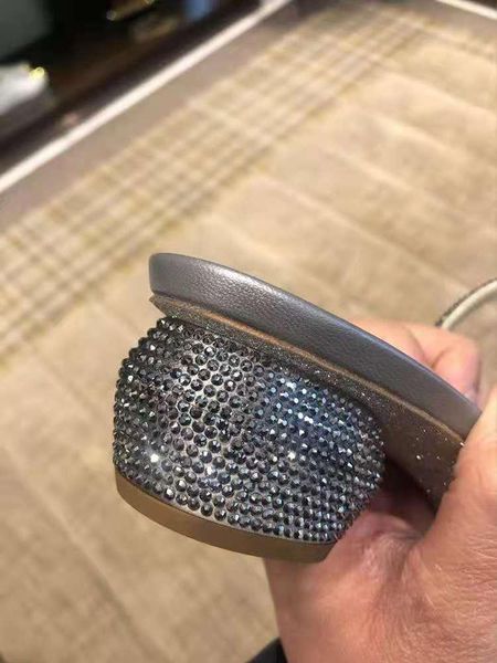 

slippers online celebrity rhinestones wear sandals 2021 fairy style fashion with rc women summer thick heel, Black