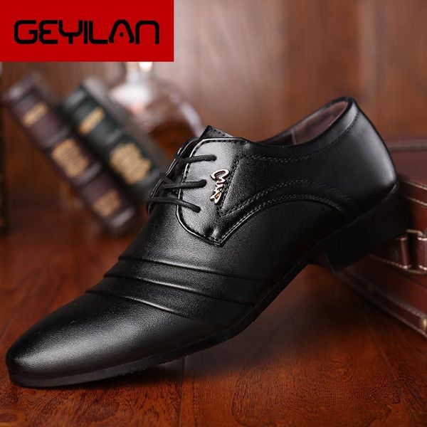 

dress shoes fashion mens leather wedding business nightclubs oxfords breathable working lace up rtg56, Black