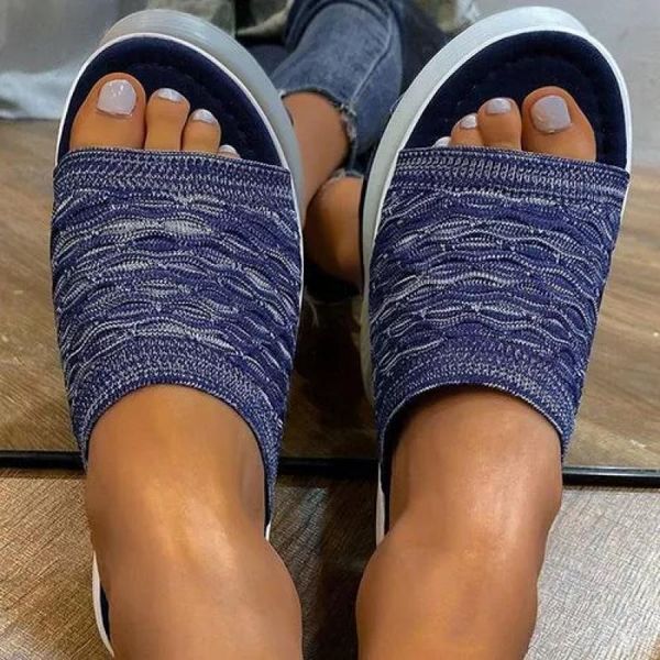 

slippers women thick bottom 2021 summer beach slipper comfortable lady sandals platform slip-on rubber sole shoes, Black